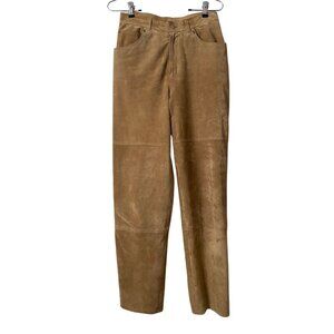 Vintage Ralph Lauren Tan 100% Leather Boot Cut Pants Size 6 great condition